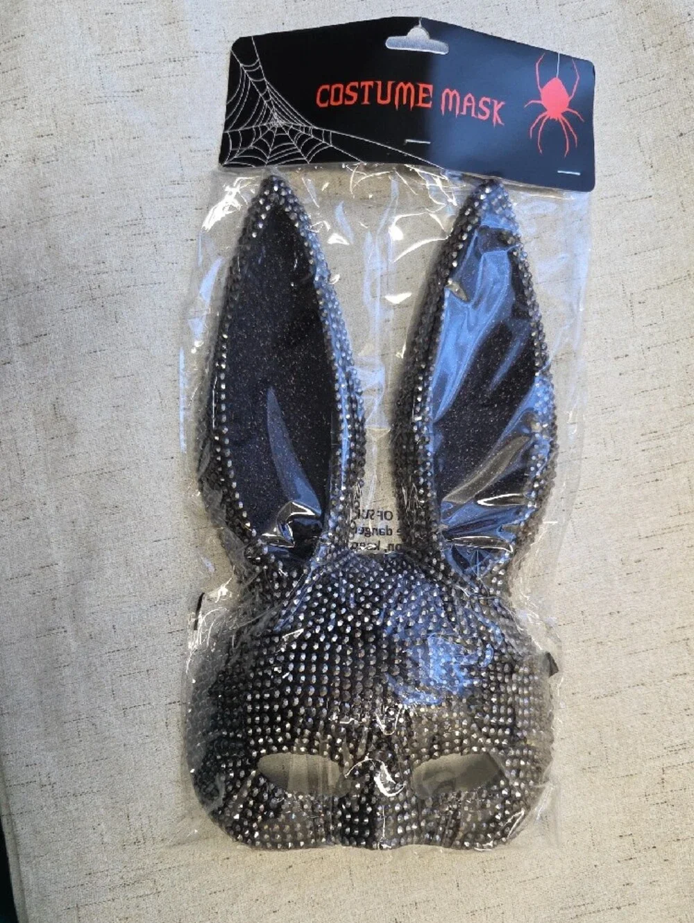 Halloween Black Sparkle Bunny Ear Costume Mask